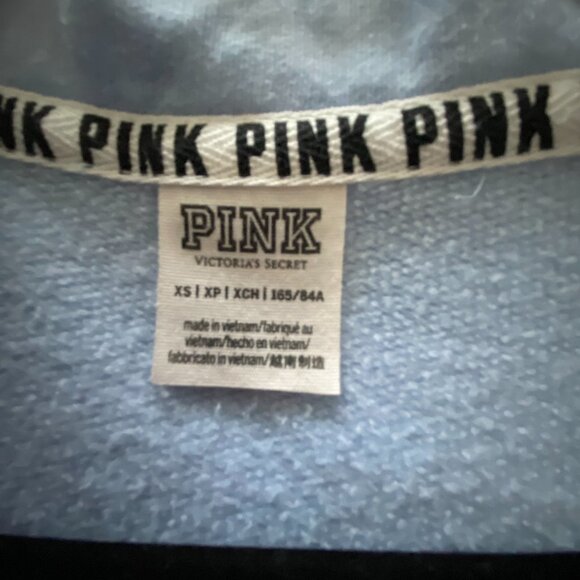PINK Blue Sweatshirt Pullover Women's Elastic Hem Cotton/Polyester Blend Size XS - Picture 5 of 5